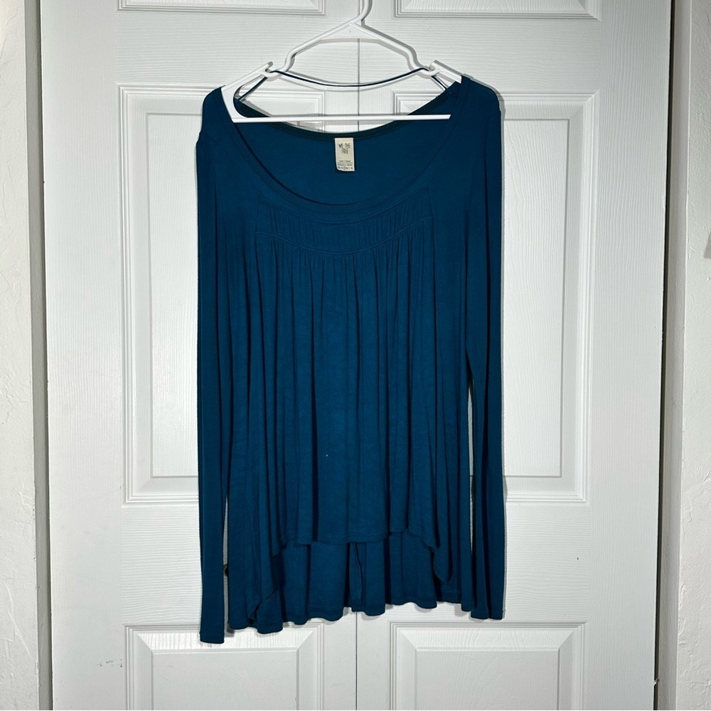 We The Free Free People Love Valley Tunic Top Teal Blue Small EUC